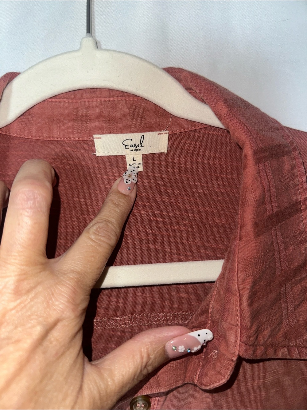 easel Washed Rust Button-Front Tunic Shirt - Picture 2 of 8